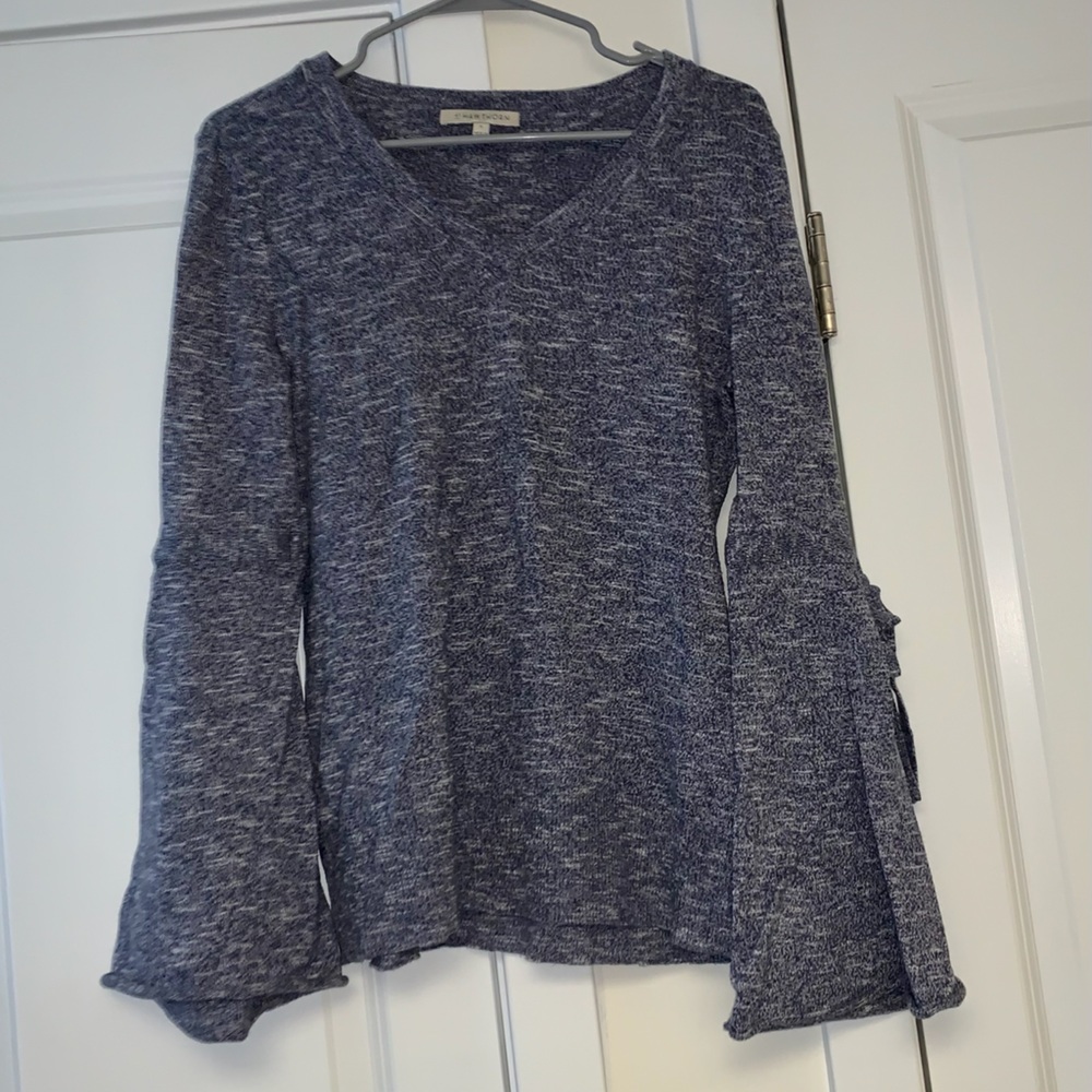 41Hawthorn Blue Tie Bell Sleeve Sweater